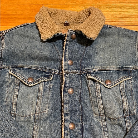 Vintage Abercrombie & Fitch Men’s Sherpa Lined Trucker Denim Jean Jacket Large - Picture 6 of 10